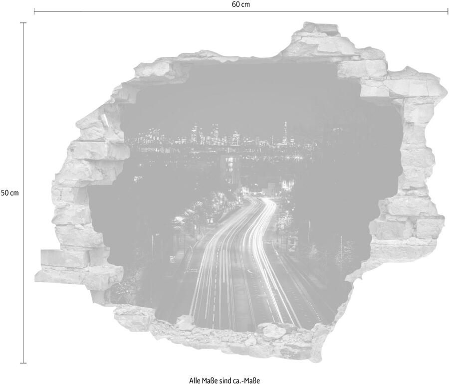 Queence Wandfolie Straat 's nachts Muursticker muurdecoratie zelfklevend 3D muurdurchbraak (1 stuk)