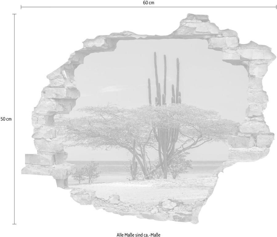 Queence Wandfolie Strand Muursticker muurdecoratie zelfklevend 3D muurdurchbraak (1 stuk)