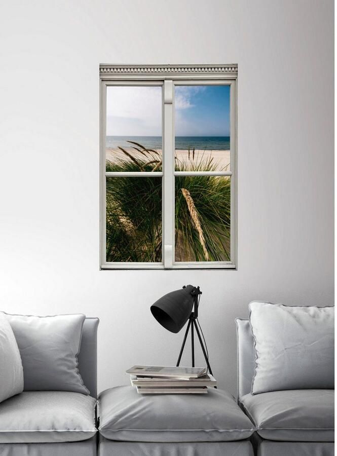 Queence Wandfolie Strand Muursticker muurdecoratie zelfklevend 3D raam