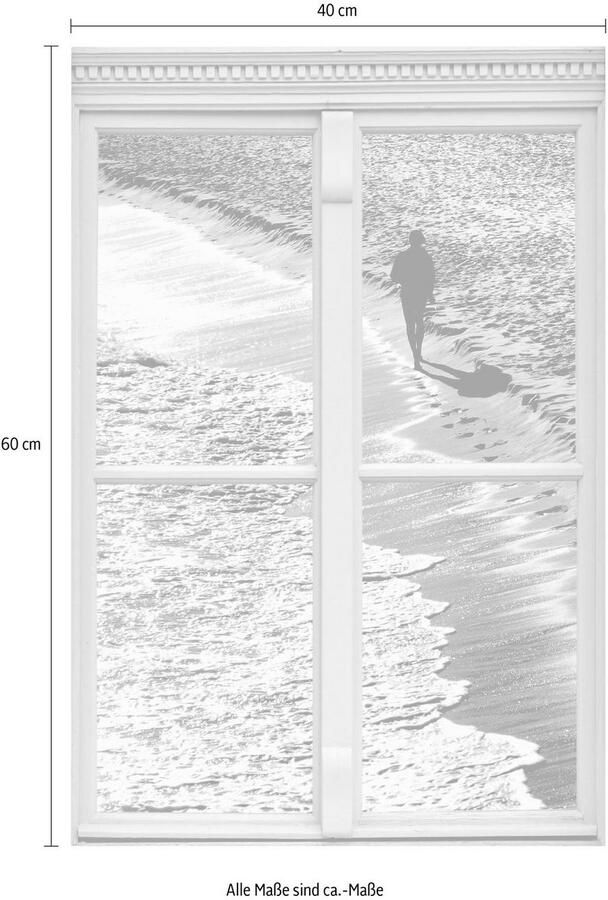 Queence Wandfolie Strand Muursticker muurdecoratie zelfklevend 3D raam