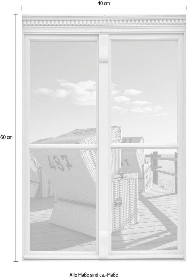 Queence Wandfolie Strandstoel Muursticker muurdecoratie zelfklevend 3D raam