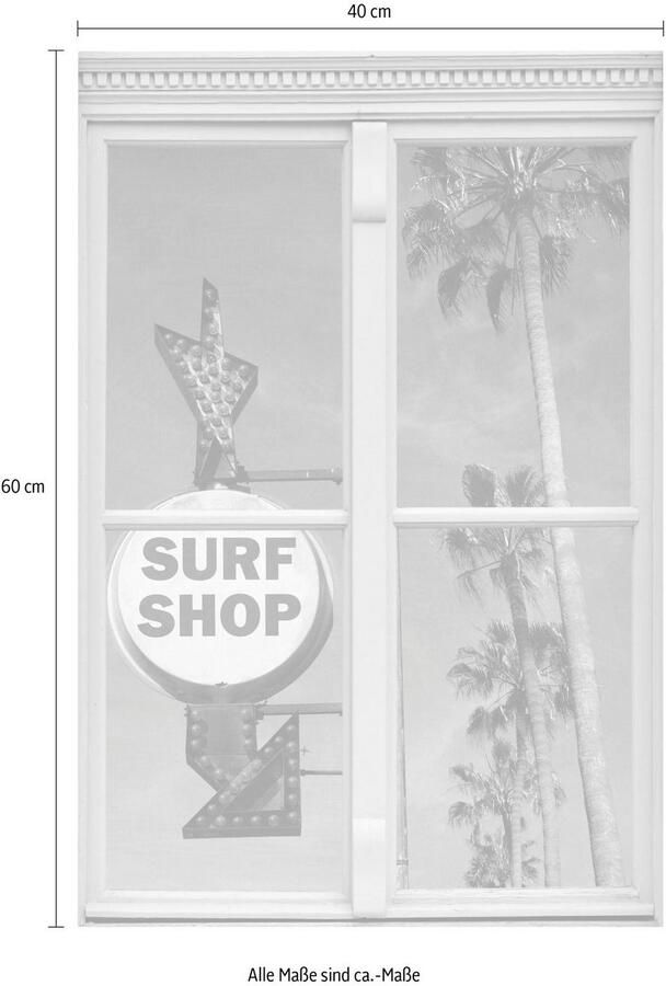 Queence Wandfolie Surf Shop Muursticker muurdecoratie zelfklevend 3D raam