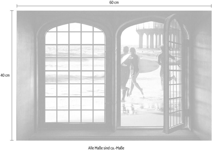 Queence Wandfolie Surfer Muursticker muurdecoratie zelfklevend 3D raam