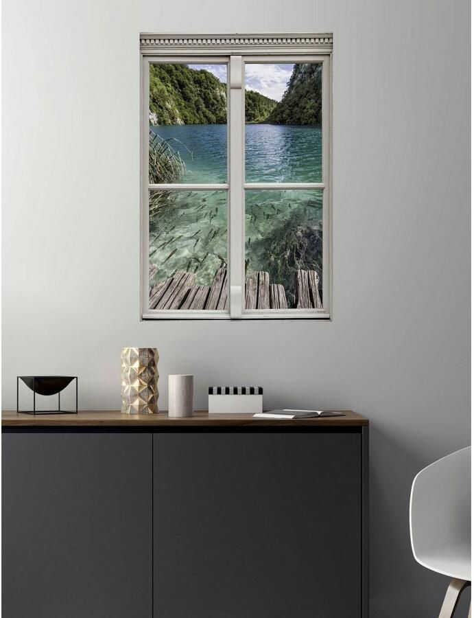 Queence Wandfolie Vissen Muursticker muurdecoratie zelfklevend 3D raam