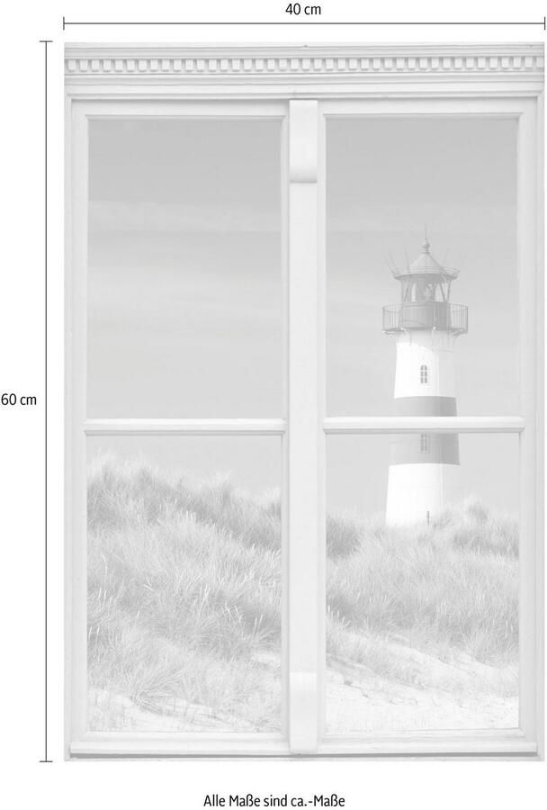 Queence Wandfolie Vuurtoren Muursticker muurdecoratie zelfklevend 3D raam