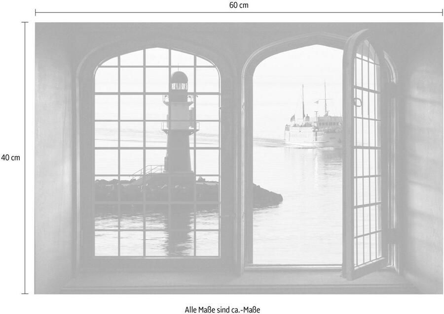 Queence Wandfolie Vuurtoren Muursticker muurdecoratie zelfklevend 3D raam