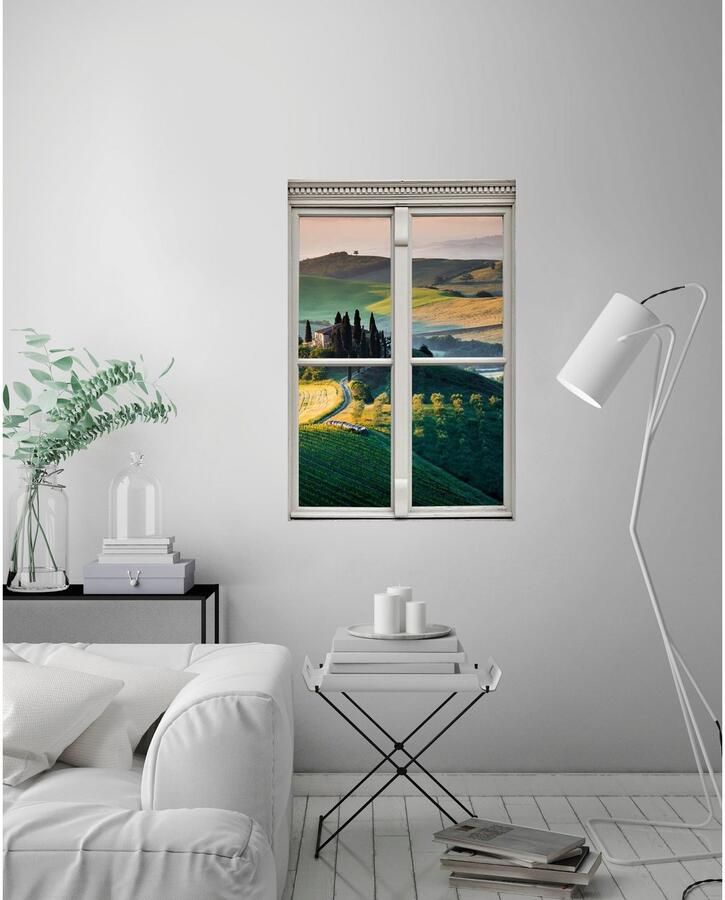 Queence Wandfolie Wijnmakerij Muursticker muurdecoratie zelfklevend 3D raam