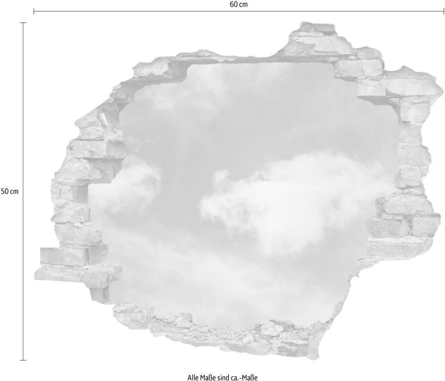 Queence Wandfolie Wolken Muursticker muurdecoratie zelfklevend 3D muurdurchbraak (1 stuk)