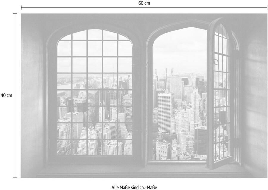 Queence Wandfolie Wolkenkrabber Muursticker muurdecoratie zelfklevend 3D raam