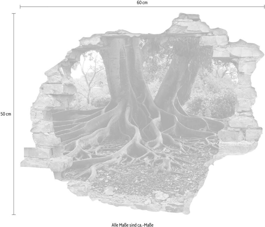 Queence Wandfolie Wortels Muursticker muurdecoratie zelfklevend 3D muurdurchbraak (1 stuk)