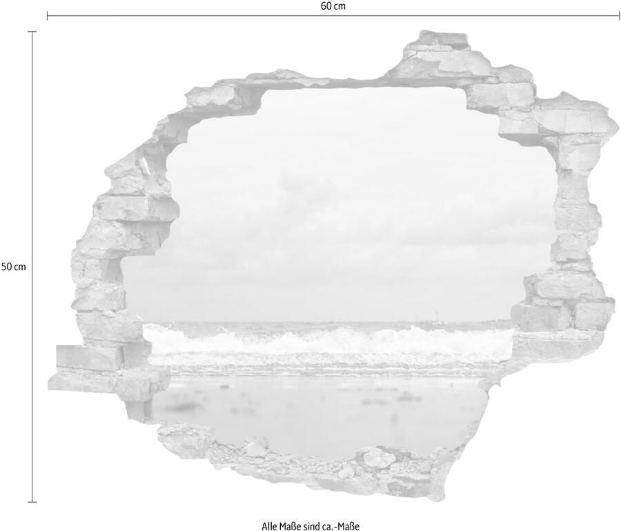 Queence Wandfolie Zee Muursticker muurdecoratie zelfklevend 3D muurdurchbraak (1 stuk)