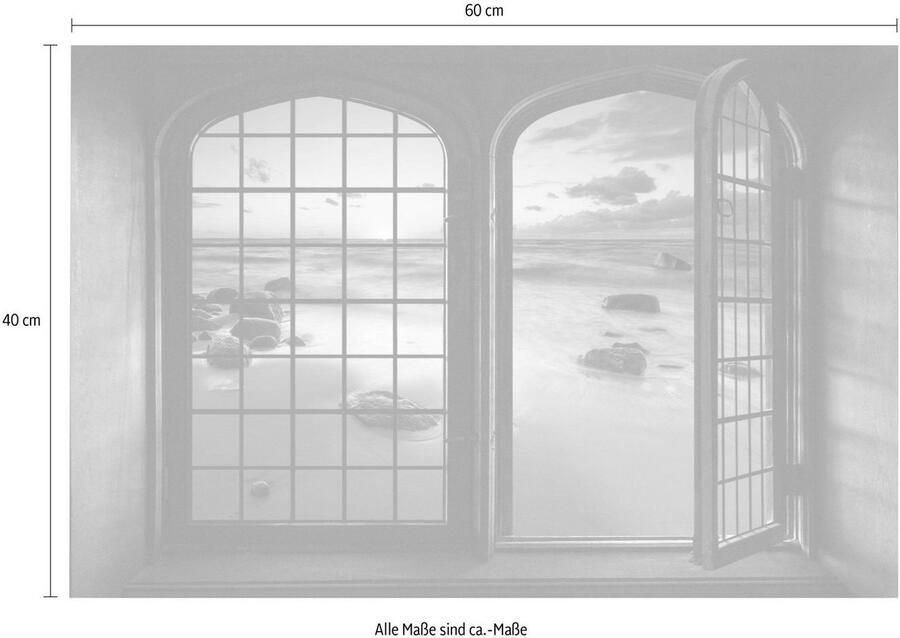 Queence Wandfolie Zee Muursticker muurdecoratie zelfklevend 3D raam