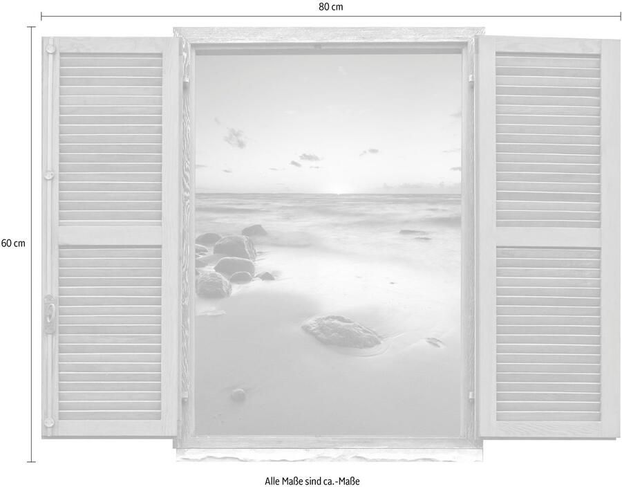 Queence Wandfolie Zonsondergang Muursticker muurdecoratie zelfklevend 3D raam (1 stuk)