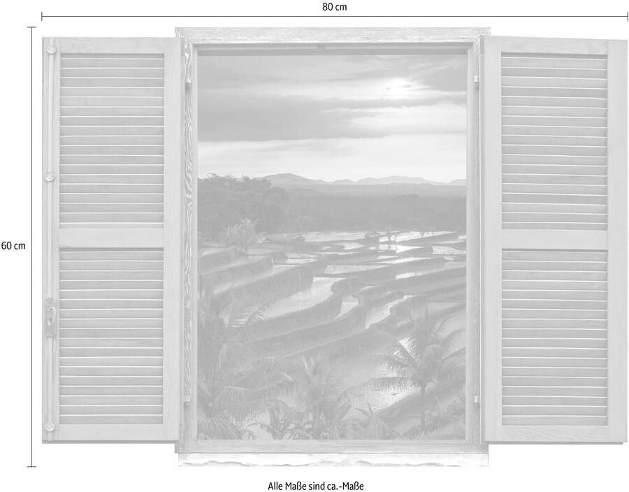 Queence Wandfolie Zonsondergang Muursticker muurdecoratie zelfklevend 3D raam (1 stuk)