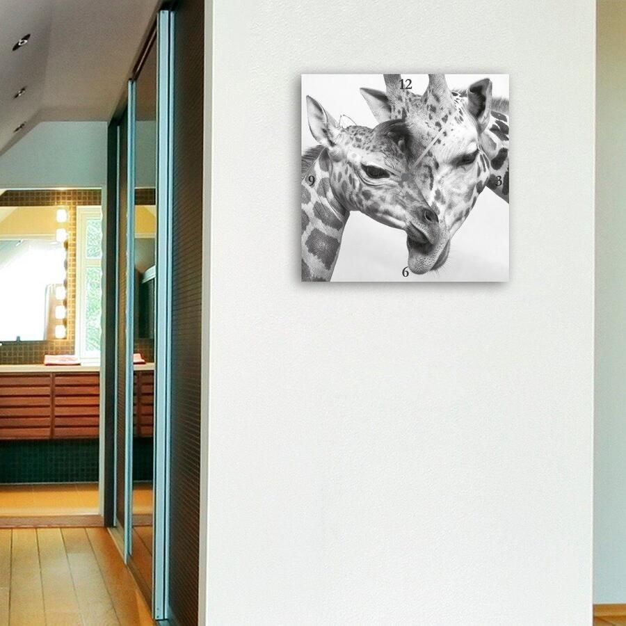 Queence Wandklok Giraffen vierkant acrylglas dierenmotief giraffen (1-delig)