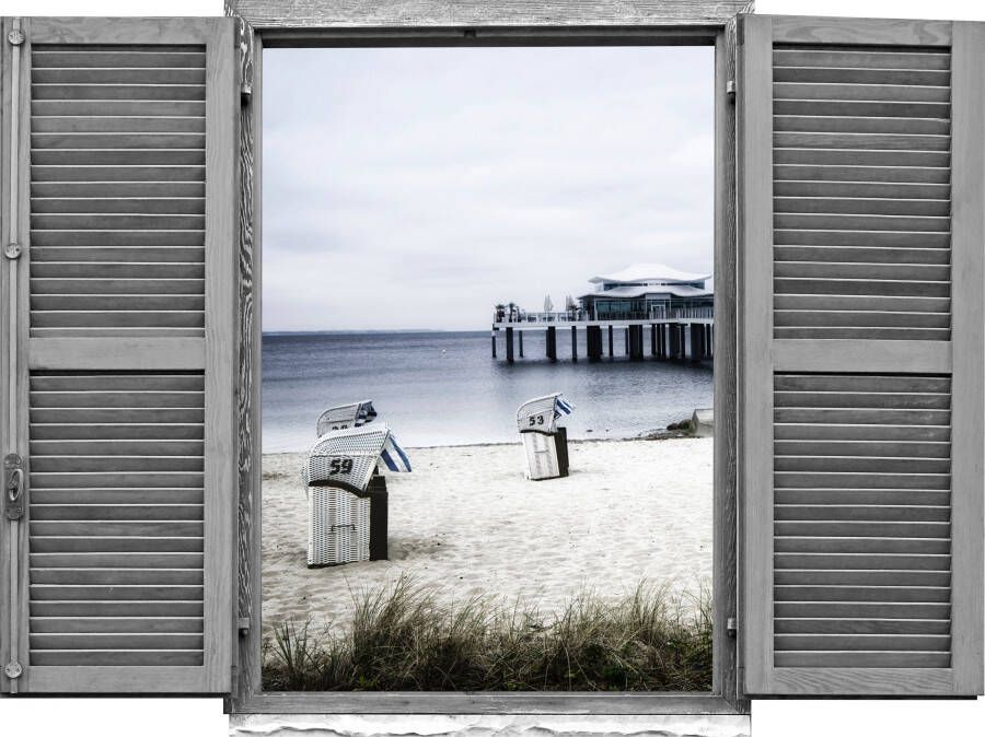 Queence Wandfolie Strandstoelen aan de zee (1 stuk)