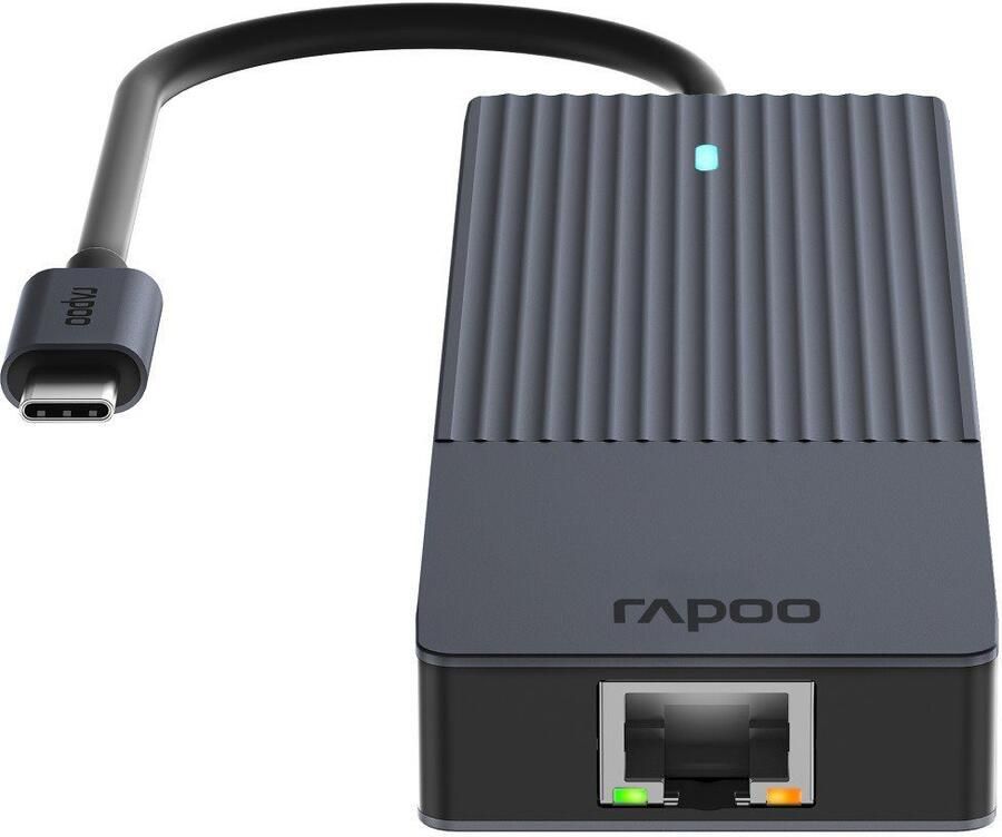 Rapoo USB-C Multiport Adapter 6-in-1 grijs Desktop accessoire Zwart
