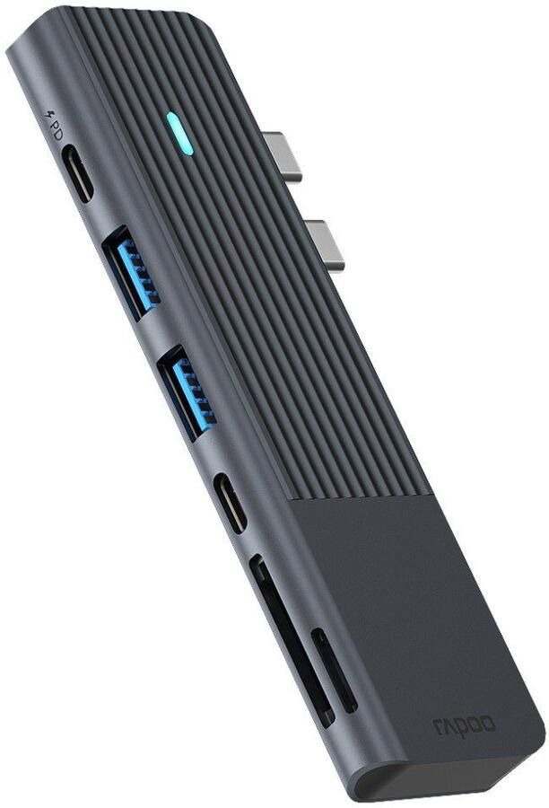 Rapoo USB-C Multiport Adapter 7-in-2 grijs Desktop accessoire Zwart
