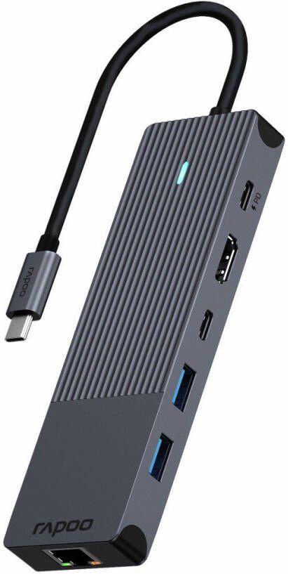Rapoo USB-C Multiport Adapter 6-in-1 grijs Desktop accessoire Zwart