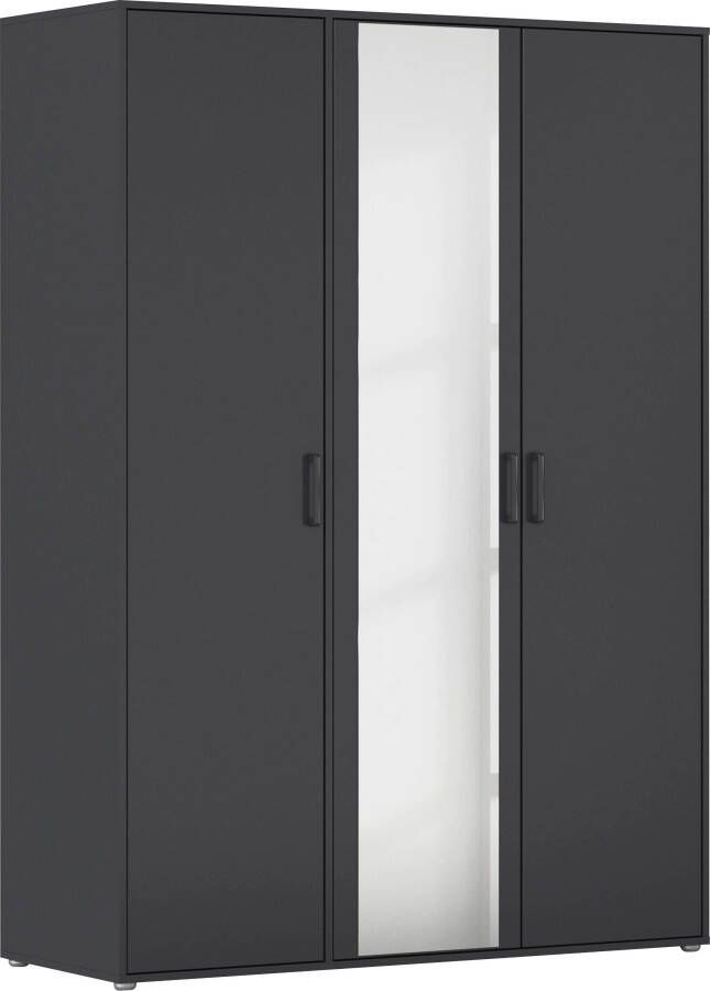 Rauch Draaideurkast Kledingkast kast garderobe linnenkast VOYAGER met moderne grepen in grijs-metallic en spiegel