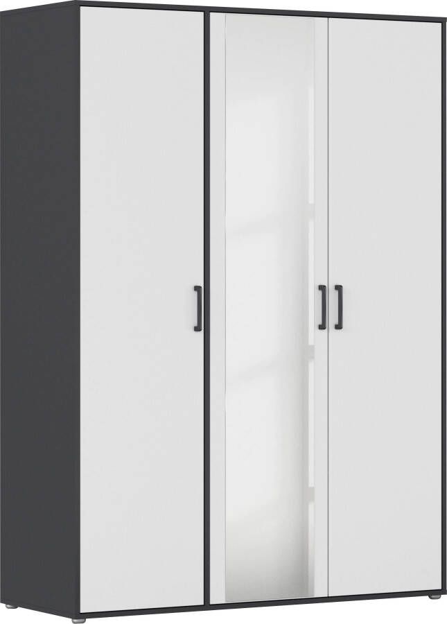 Rauch Draaideurkast Kledingkast kast garderobe linnenkast VOYAGER met moderne grepen in grijs-metallic en spiegel
