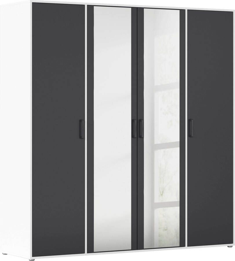 Rauch Draaideurkast Kledingkast kast garderobe linnenkast VOYAGER met moderne grepen in grijs-metallic en spiegel