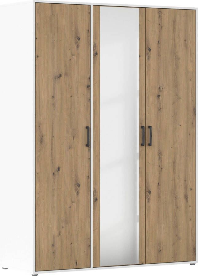 Rauch Draaideurkast Kledingkast kast garderobe linnenkast VOYAGER met moderne grepen in grijs-metallic en spiegel