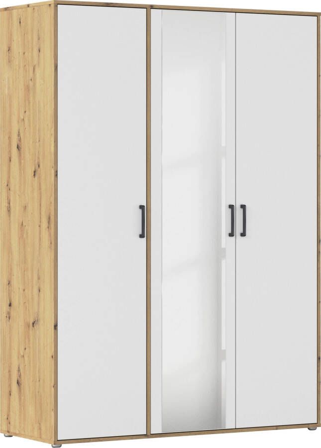 Rauch Draaideurkast Kledingkast kast garderobe linnenkast VOYAGER met moderne grepen in grijs-metallic en spiegel