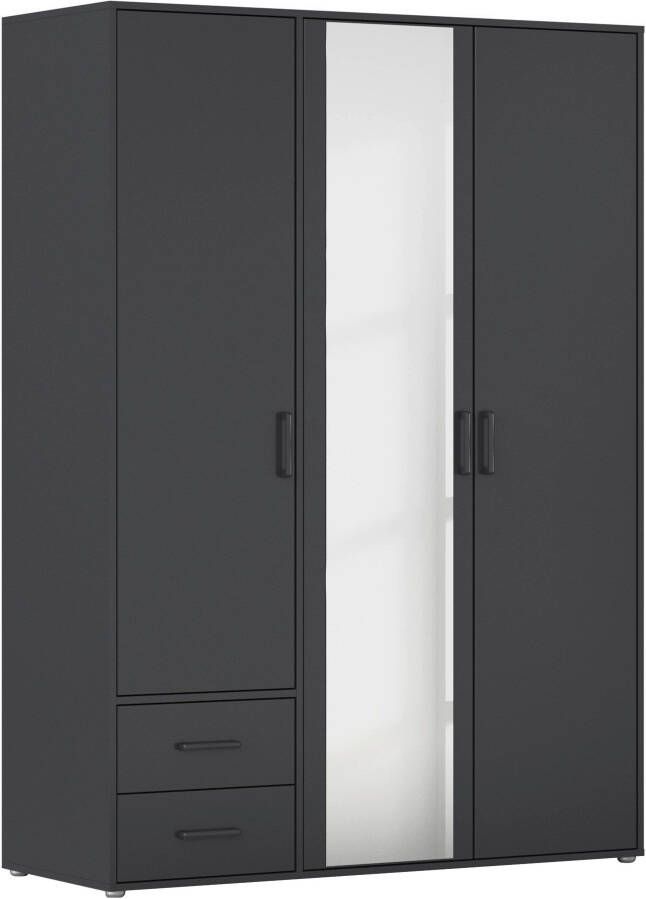 Rauch Draaideurkast Kledingkast kast garderobe linnenkast VOYAGER met moderne grepen in grijs-metallic incl. laden en spiegel