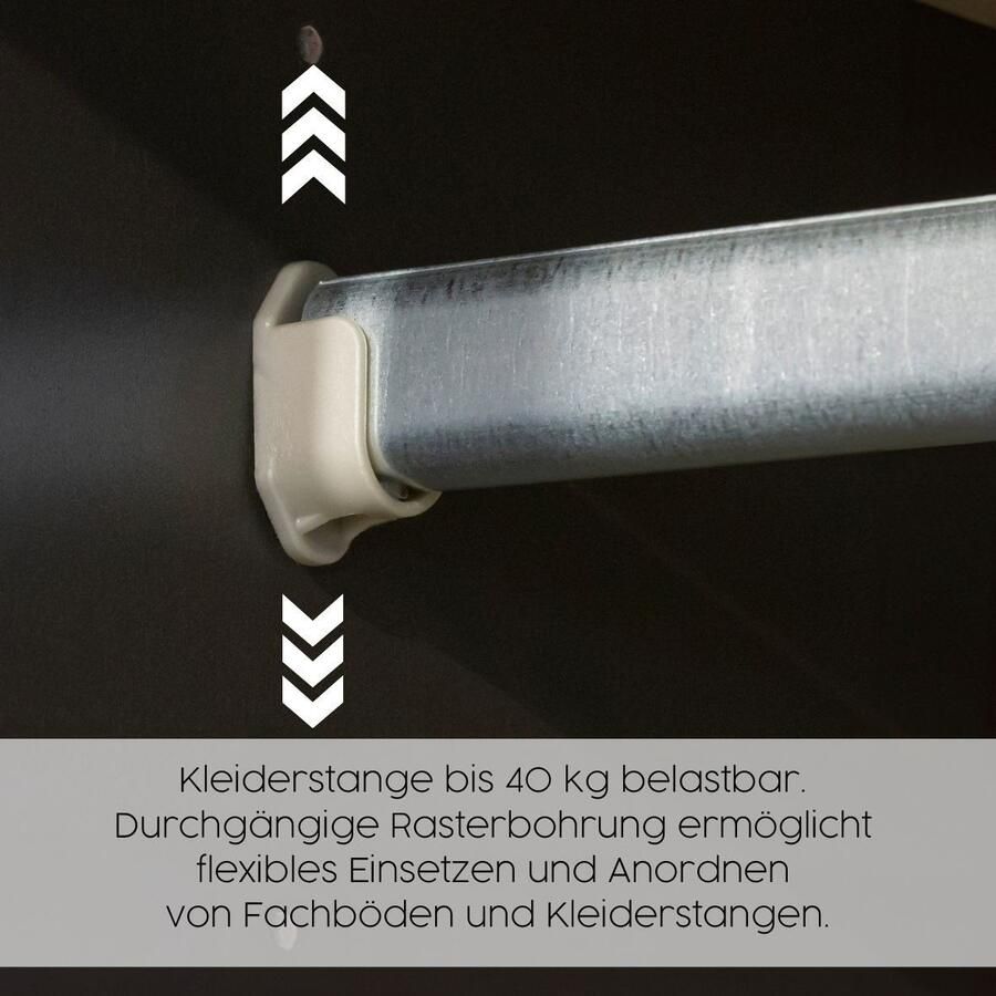 Rauch Draaideurkast Kledingkast kast garderobe linnenkast VOYAGER moderne grepen in grijs metallic met buitenlades made in germany