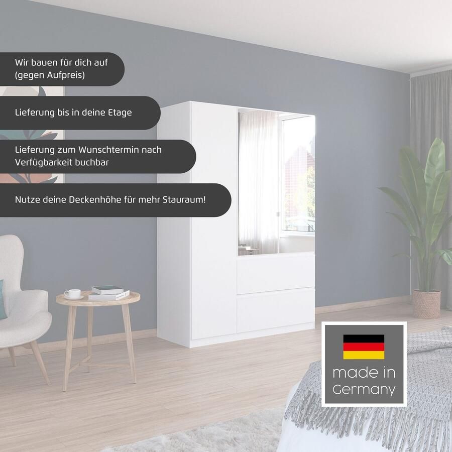 Rauch Draaideurkast Kledingkast Kast Garderobe Wasmand COSTA Breedte 91 cm greeploze front met push-to-open functie MADE IN GERMANY