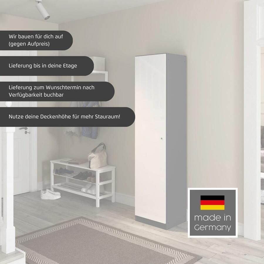 Rauch Multifunctionele kast Garderobe Kledingkast Kast Schoenenkast Schoonmaakkast MINOSA In 4 breedtes met veel inlegplanken voor veel opbergruimte MADE IN GERMANY