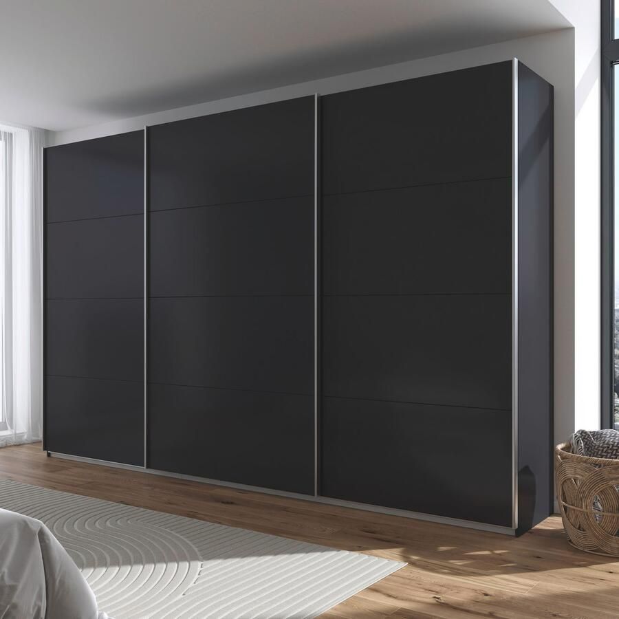 Rauch Schuifdeurkast Kledingkast kast garderobe AGORDO met decor- of hoogglansfront doordachte binnenuitrusting in 4 breedtes en 2 hoogtes made in germany