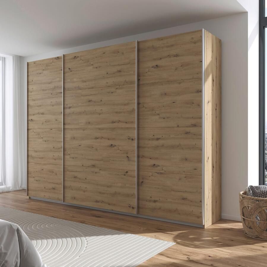 Rauch Schuifdeurkast Kledingkast kast garderobe AGORDO met decor- of hoogglansfront doordachte binnenuitrusting in 4 breedtes en 2 hoogtes made in germany