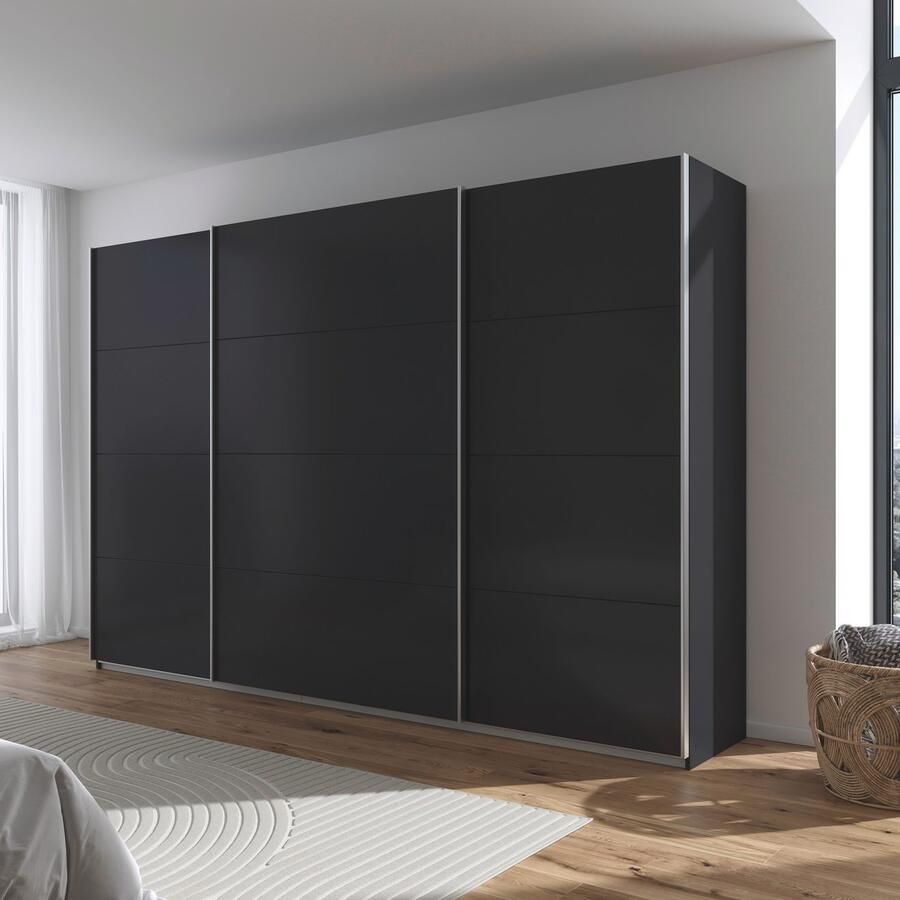 Rauch Schuifdeurkast Kledingkast kast garderobe AGORDO met decor- of hoogglansfront doordachte binnenuitrusting in 4 breedtes en 2 hoogtes made in germany