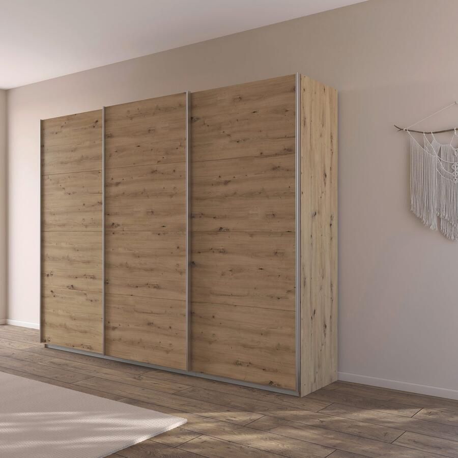 Rauch Schuifdeurkast Kledingkast kast garderobe AGORDO met decor- of hoogglansfront doordachte binnenuitrusting in 4 breedtes en 2 hoogtes made in germany