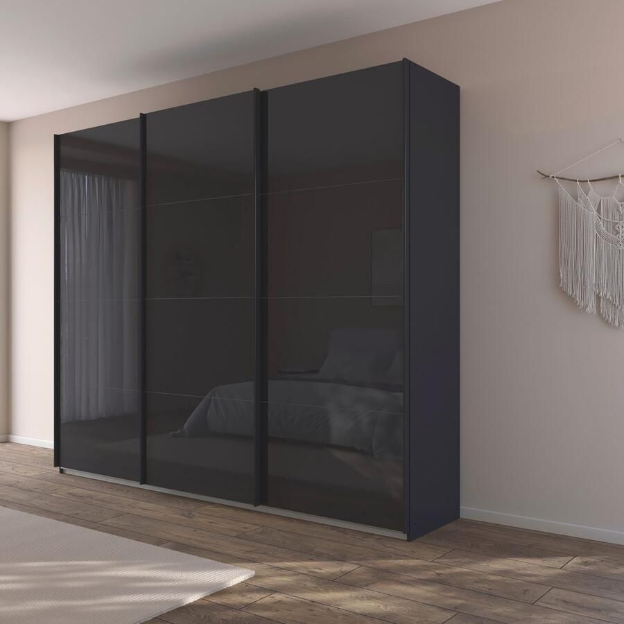 Rauch Schuifdeurkast Kledingkast Kast Garderobe AGORDO met Glasfront doordachte binnenuitrusting in 4 breedtes en 2 hoogtes made in germany