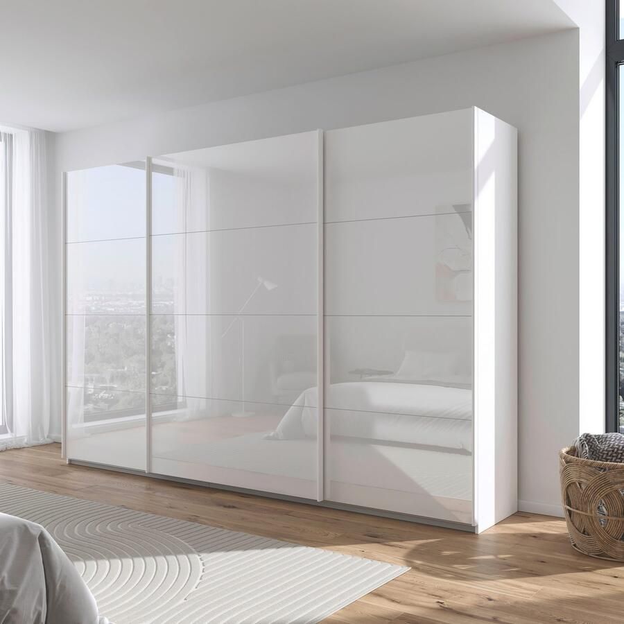 Rauch Schuifdeurkast Kledingkast Kast Garderobe AGORDO met Glasfront doordachte binnenuitrusting in 4 breedtes en 2 hoogtes made in germany