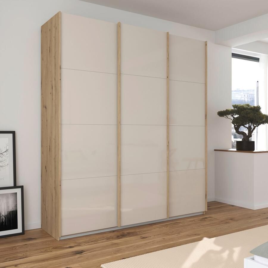 Rauch Schuifdeurkast Kledingkast Kast Garderobe AGORDO met Glasfront doordachte binnenuitrusting in 4 breedtes en 2 hoogtes made in germany