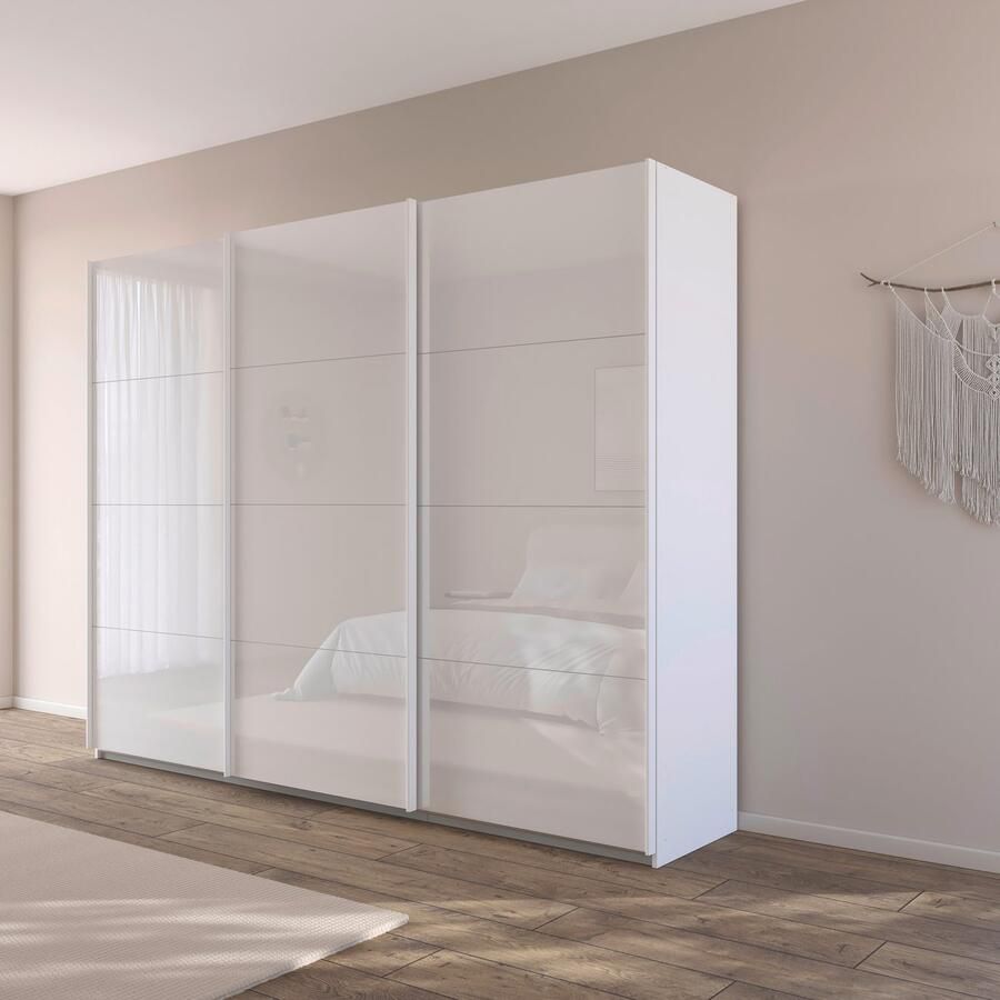 Rauch Schuifdeurkast Kledingkast Kast Garderobe AGORDO met Glasfront doordachte binnenuitrusting in 4 breedtes en 2 hoogtes made in germany