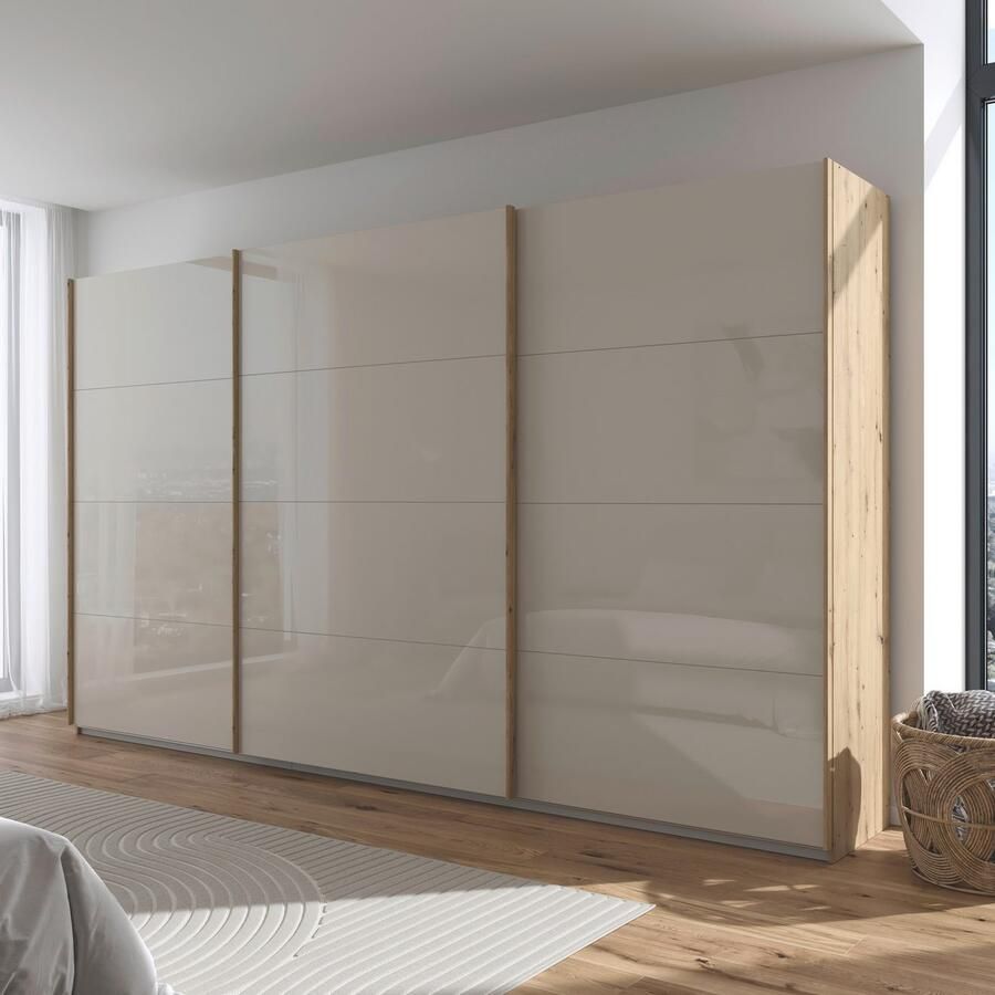 Rauch Schuifdeurkast Kledingkast Kast Garderobe AGORDO met Glasfront doordachte binnenuitrusting in 4 breedtes en 2 hoogtes made in germany