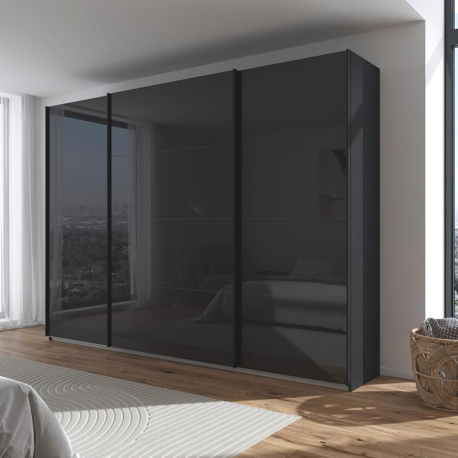 Rauch Schuifdeurkast Kledingkast Kast Garderobe AGORDO met Glasfront doordachte binnenuitrusting in 4 breedtes en 2 hoogtes made in germany