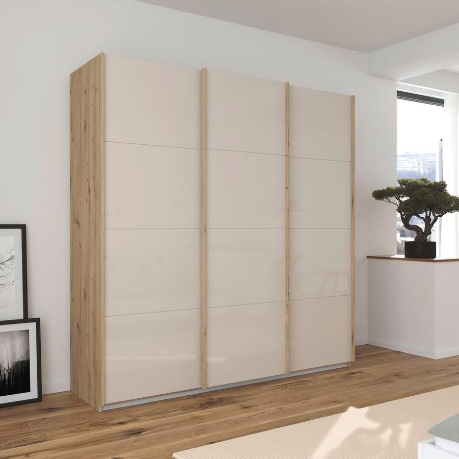 Rauch Schuifdeurkast Kledingkast Kast Garderobe AGORDO met Glasfront doordachte binnenuitrusting in 4 breedtes en 2 hoogtes made in germany