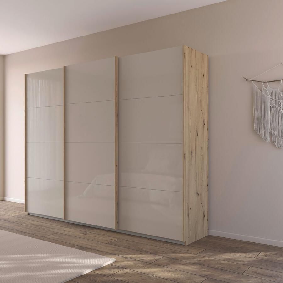 Rauch Schuifdeurkast Kledingkast Kast Garderobe AGORDO met Glasfront doordachte binnenuitrusting in 4 breedtes en 2 hoogtes made in germany