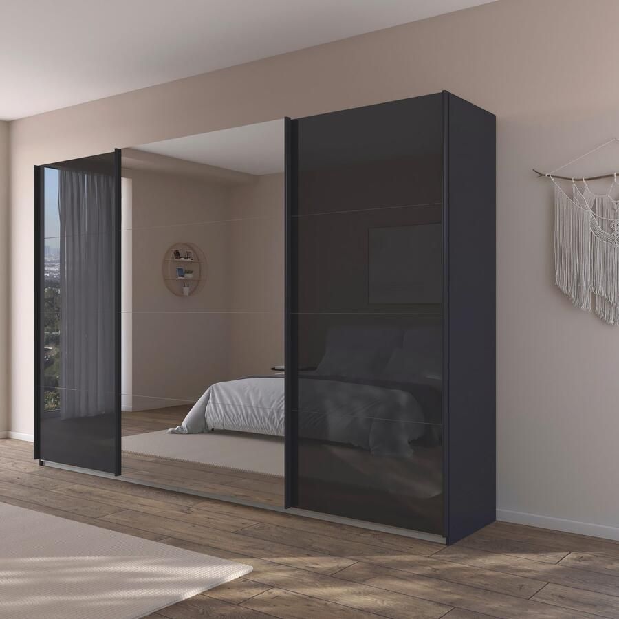 Rauch Schuifdeurkast Kledingkasten kast garderobe AGORDO met glazen front doordachte binnenuitrusting in 4 breedtes en 2 hoogtes made in germany