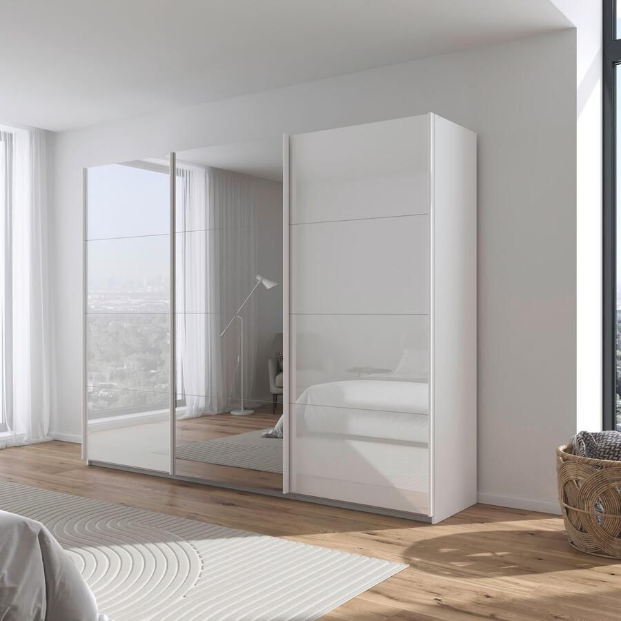 Rauch Schuifdeurkast Kledingkasten kast garderobe AGORDO met glazen front doordachte binnenuitrusting in 4 breedtes en 2 hoogtes made in germany