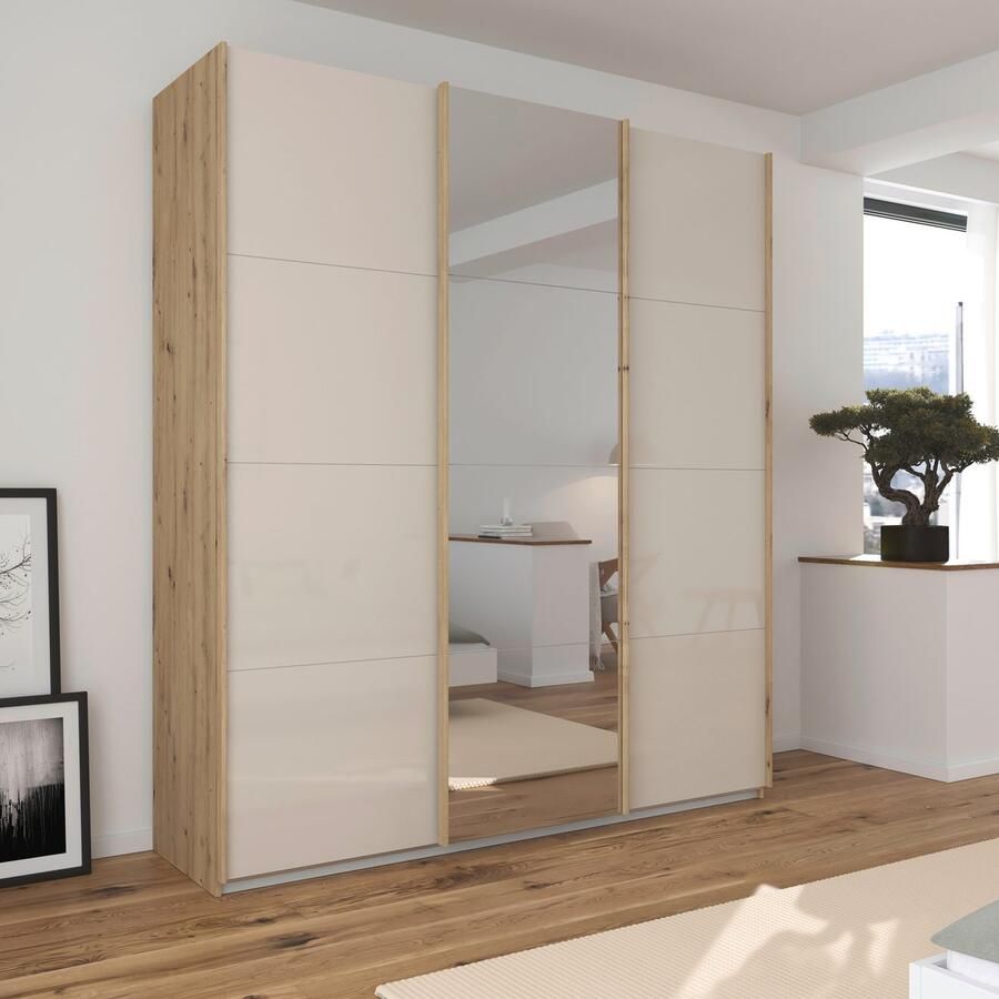 Rauch Schuifdeurkast Kledingkasten kast garderobe AGORDO met glazen front doordachte binnenuitrusting in 4 breedtes en 2 hoogtes made in germany