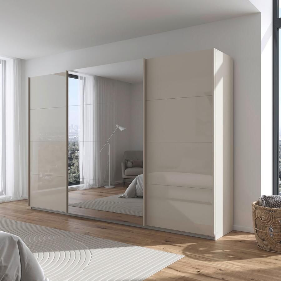 Rauch Schuifdeurkast Kledingkasten kast garderobe AGORDO met glazen front doordachte binnenuitrusting in 4 breedtes en 2 hoogtes made in germany