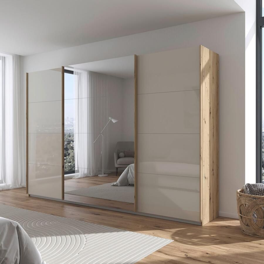 Rauch Schuifdeurkast Kledingkasten kast garderobe AGORDO met glazen front doordachte binnenuitrusting in 4 breedtes en 2 hoogtes made in germany