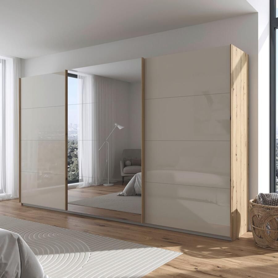 Rauch Schuifdeurkast Kledingkasten kast garderobe AGORDO met glazen front doordachte binnenuitrusting in 4 breedtes en 2 hoogtes made in germany